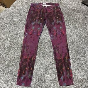 Hudson Jeans Womens 26 Purple Nico Midrise Super Skinny Zen Print Denim WM407DLW